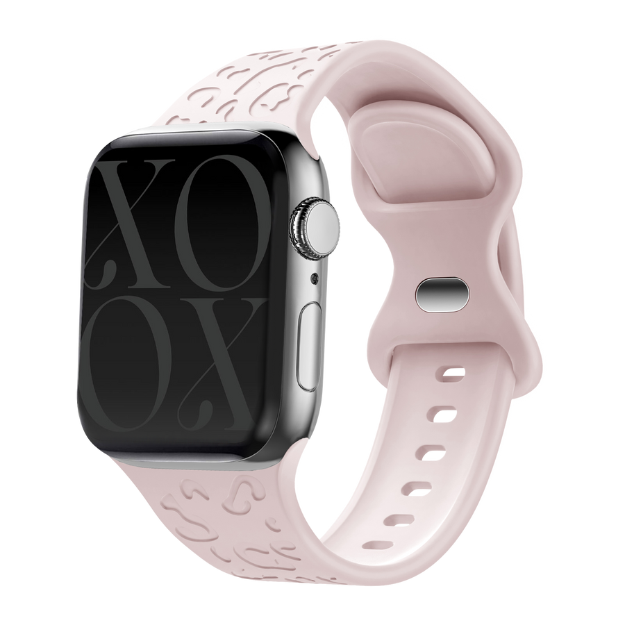 xoxo Wildhearts - Apple Watch siliconen bandje Leopard Print - light pink - 44/45/46/49mm