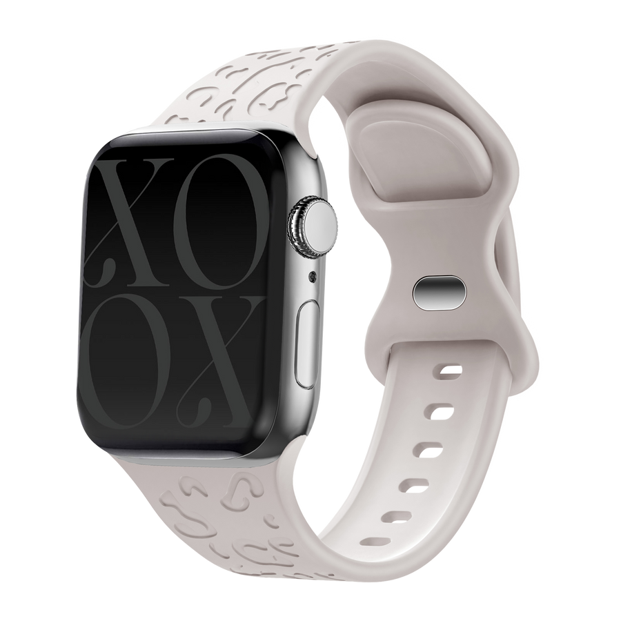 xoxo Wildhearts - Apple Watch siliconen bandje Leopard Print - starlight - 44/45/46/49mm