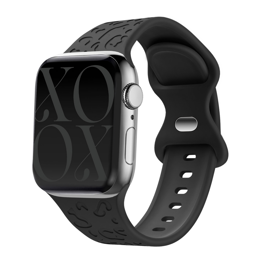 xoxo Wildhearts - Apple Watch siliconen bandje Leopard Print - black - 44/45/46/49mm