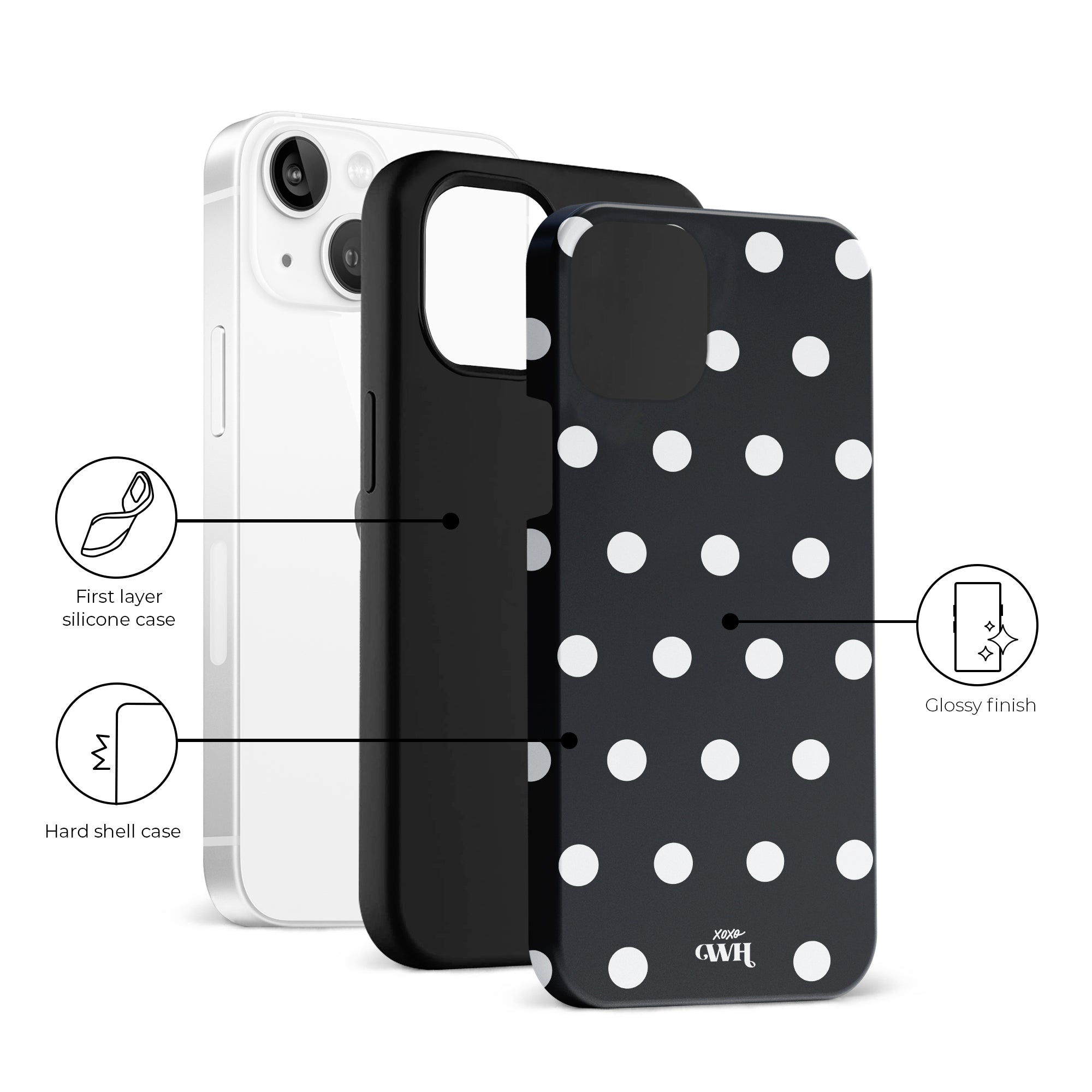 xoxo Wildhearts Polka Dots (Black) - iPhone 13