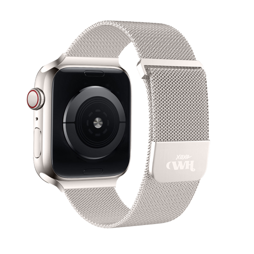 xoxo Wildhearts - xoxo Wildhearts Sterrenlicht Bundel - 2x Luxe band geschikt voor Apple Watch bandje - Series 1/2/3/4/5/6/7/8/9/10/SE - Maat: 38 mm / 40 mm / 41 mm / 42 mm - Milanese band en Siliconen band met Luipaard Patroon - iWatch bandje - Starlight