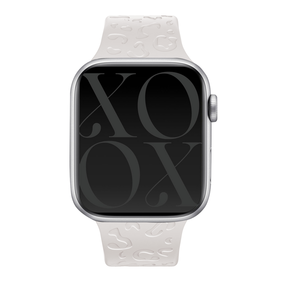 xoxo Wildhearts - Apple Watch siliconen bandje Leopard Print - starlight - 44/45/46/49mm