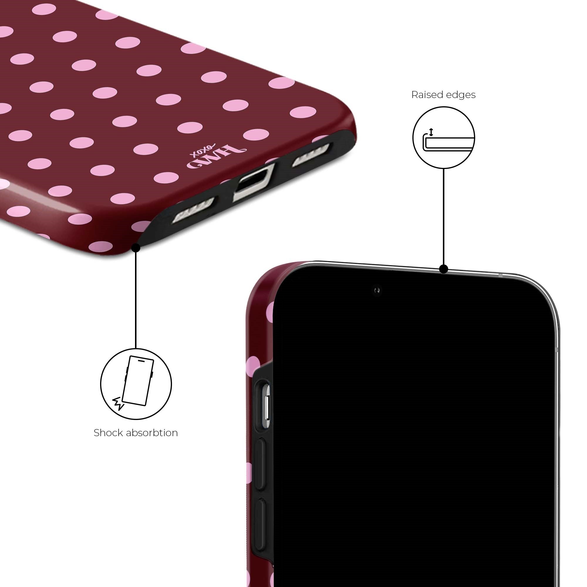 xoxo Wildhearts Polka Dots (Burgundy) MagSafe - Double Layer - iPhone 13 Pro