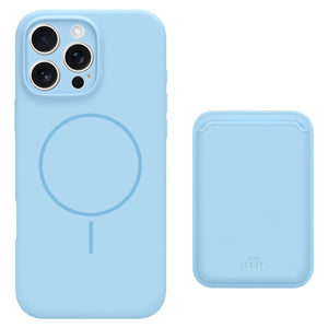 Silicone case with MagSafe Wallet (Blue)