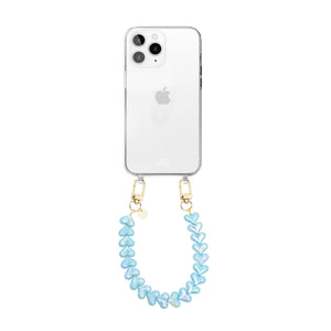 xoxo Wildhearts iPhone 11 Pro Max - Funky Hearts (Blue Metallic) Transparant Cord Case