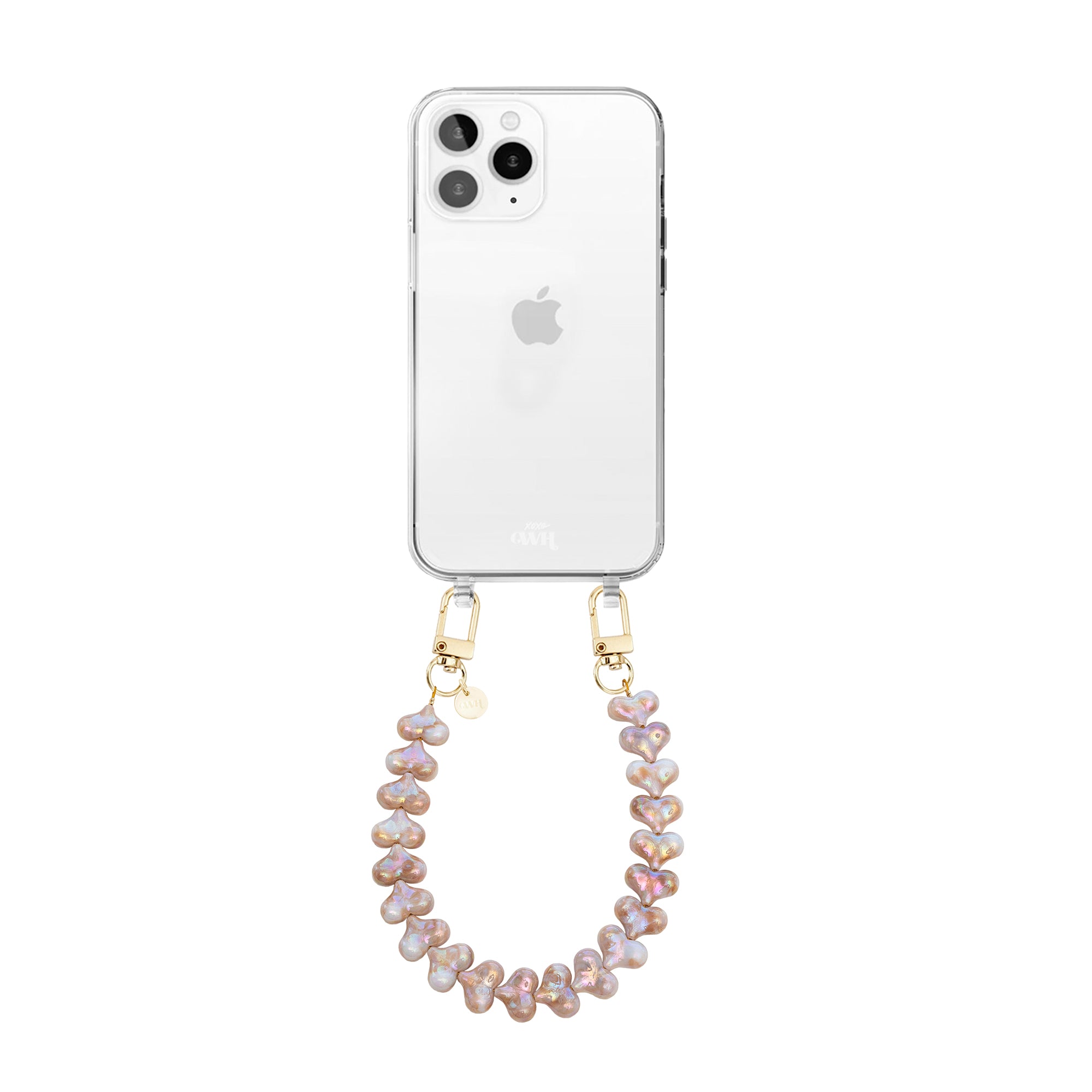 xoxo Wildhearts iPhone 11 Pro - Funky Hearts (Champagne Pearl) Transparant Cord Case