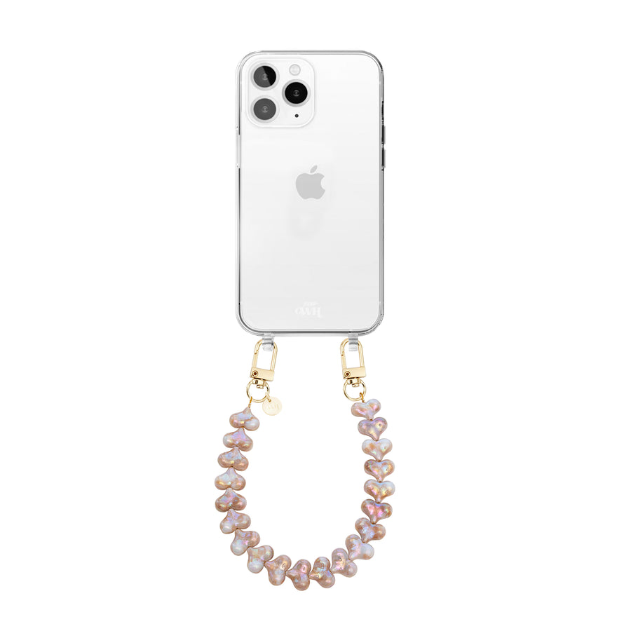 xoxo Wildhearts iPhone 11 Pro Max - Funky Hearts (Champagne Pearl) Transparant Cord Case