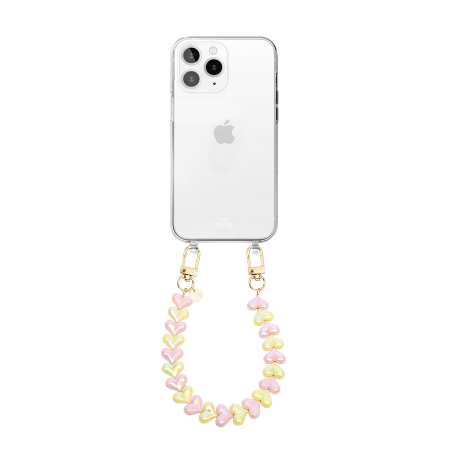 xoxo Wildhearts iPhone 11 Pro - Funky Hearts (Pink & Yellow Metallic) Transparant Cord Case