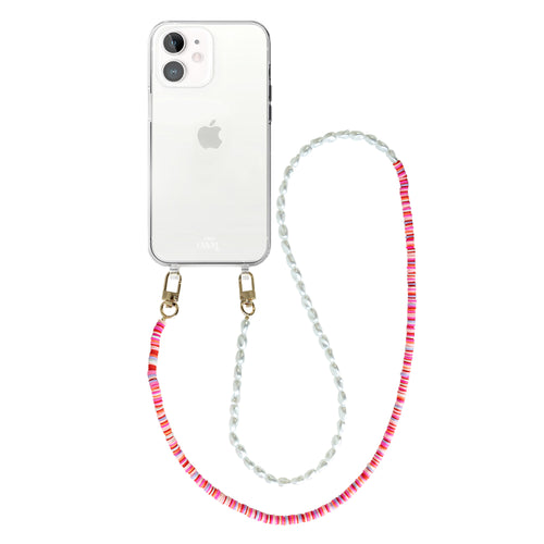 xoxo Wildhearts - iPhone 12 - Island Girl Transparant Cord Case - Long Cord