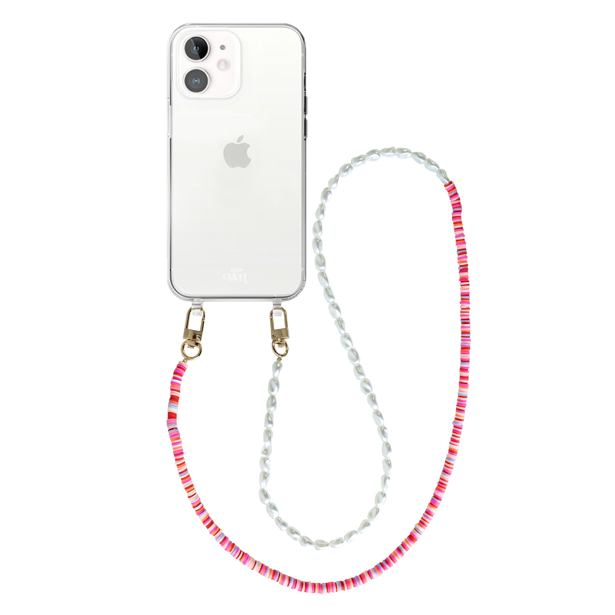 xoxo Wildhearts - iPhone 12 - Island Girl Transparant Cord Case - Long Cord