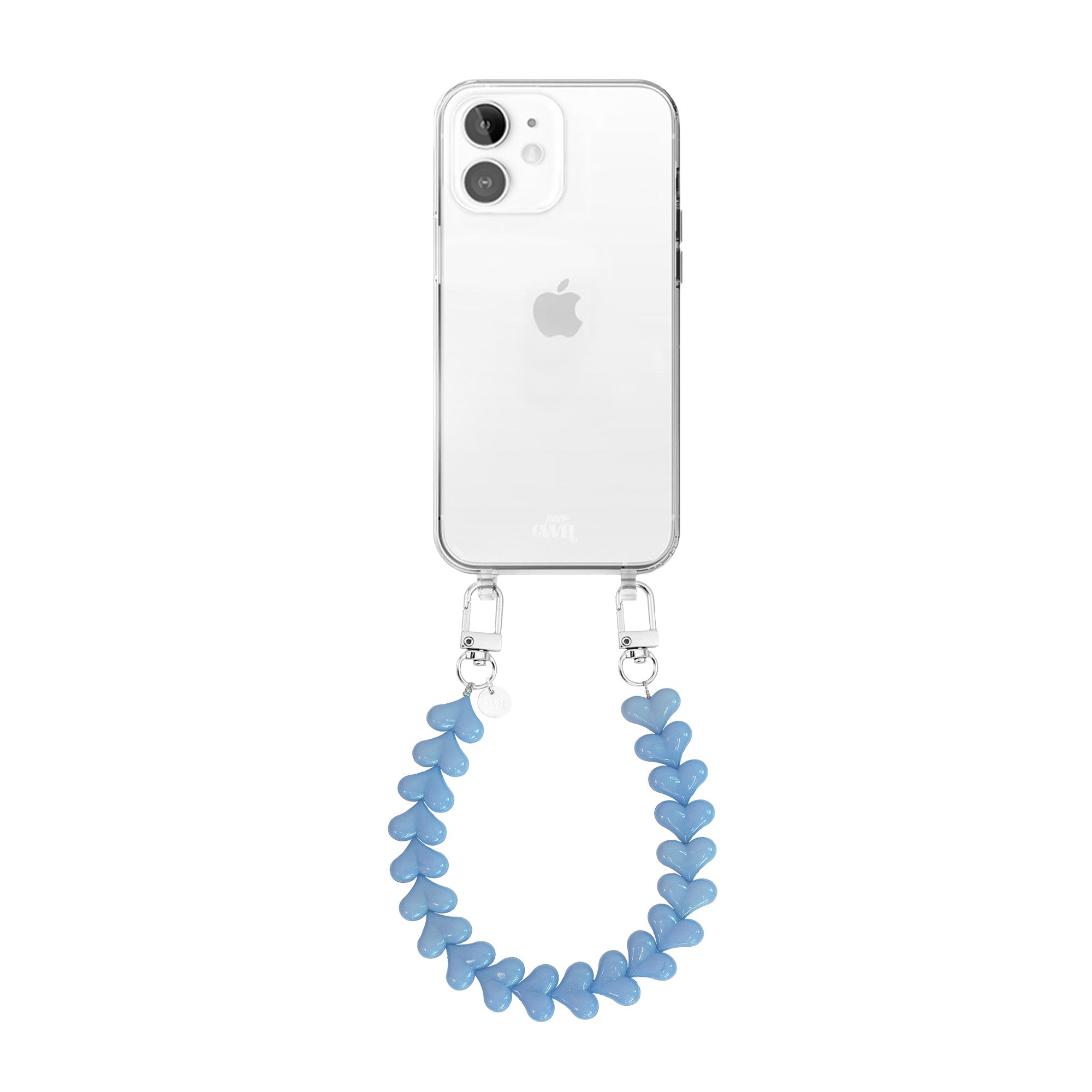 xoxo Wildhearts - iPhone 11 - Funky Hearts (Light Blue) Transparant Cord Case