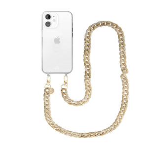xoxo Wildhearts - iPhone 12 - Cream Latte Transparant Cord Case - Long Cord