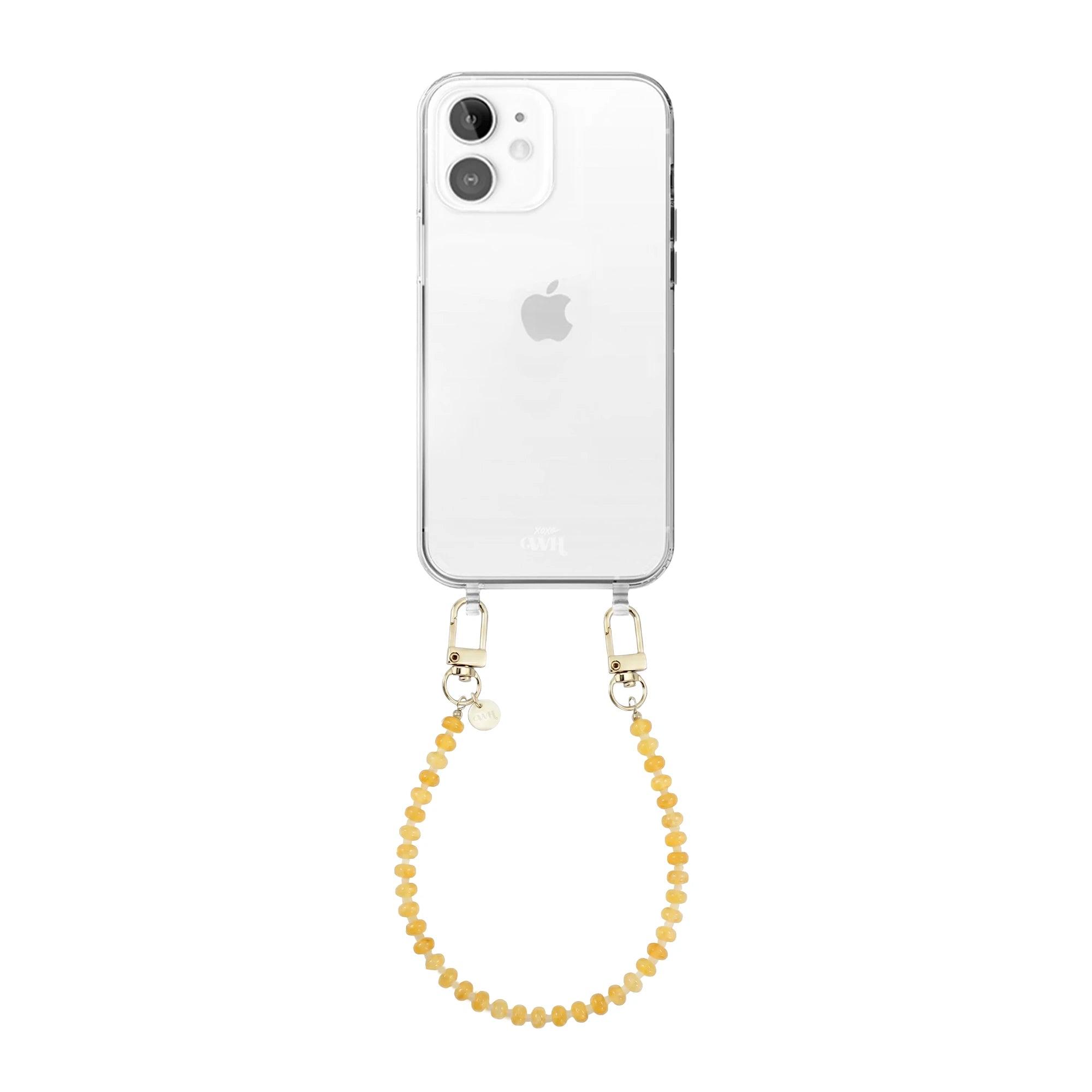 Dusty Yellow (short) Transparant Cord Case - iPhone 12