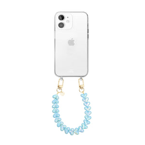 xoxo Wildhearts iPhone 11 - Funky Hearts (Blue Metallic) Transparant Cord Case