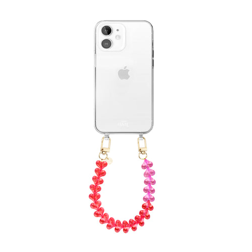 xoxo Wildhearts iPhone 11 - Funky Hearts (Transparent Pink & Red) Transparant Cord Case