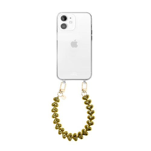 xoxo Wildhearts iPhone 11 - Funky Hearts (Gold) Transparant Cord Case