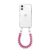 Funky Hearts (Fuchia Metal) Transparant Cord Case - iPhone 12