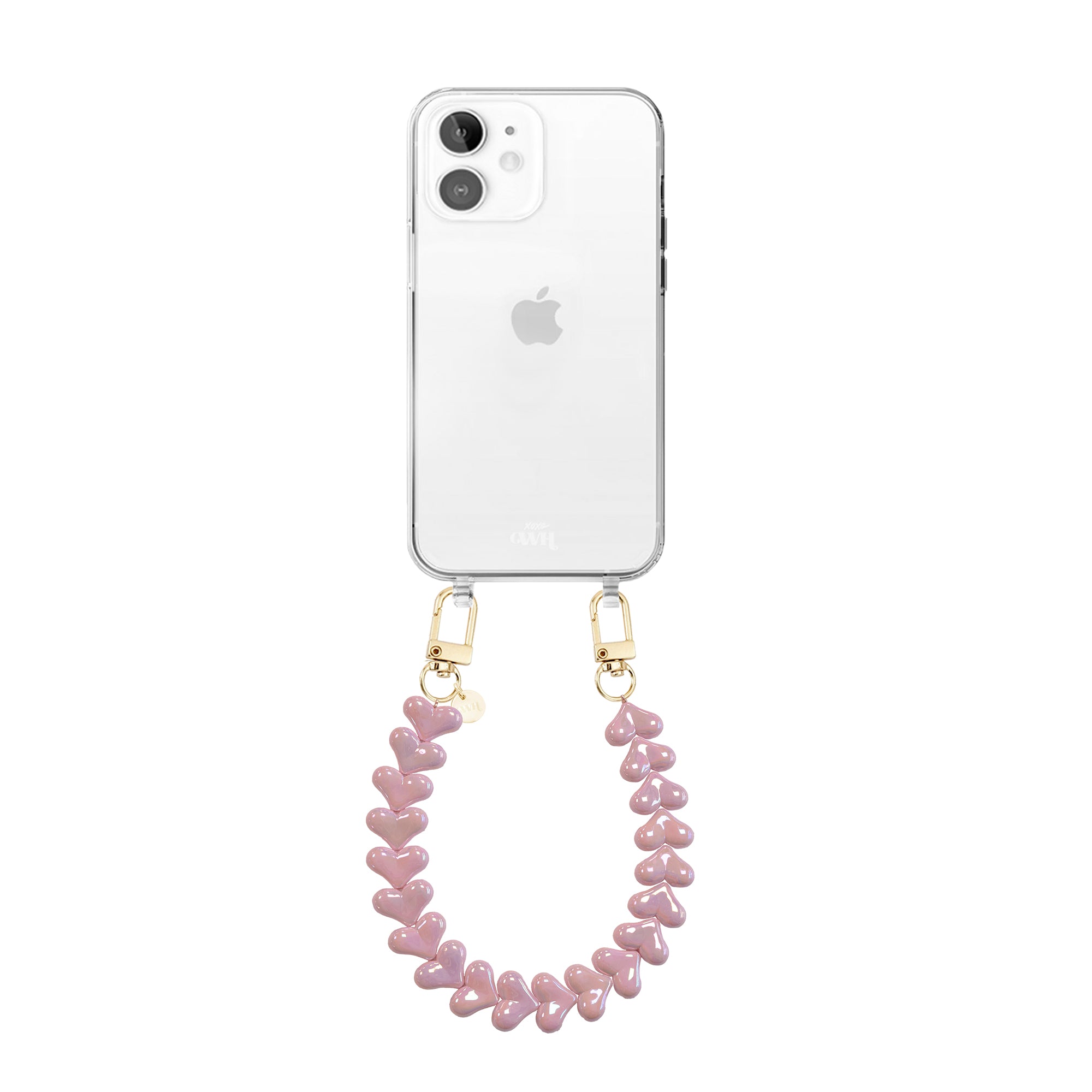 xoxo Wildhearts iPhone 11 - Funky Hearts (Pink Metal) Transparant Cord Case