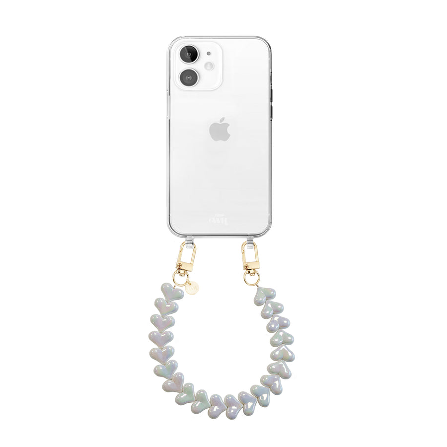 xoxo Wildhearts iPhone 11 - Funky Hearts (White Metal) Transparant Cord Case