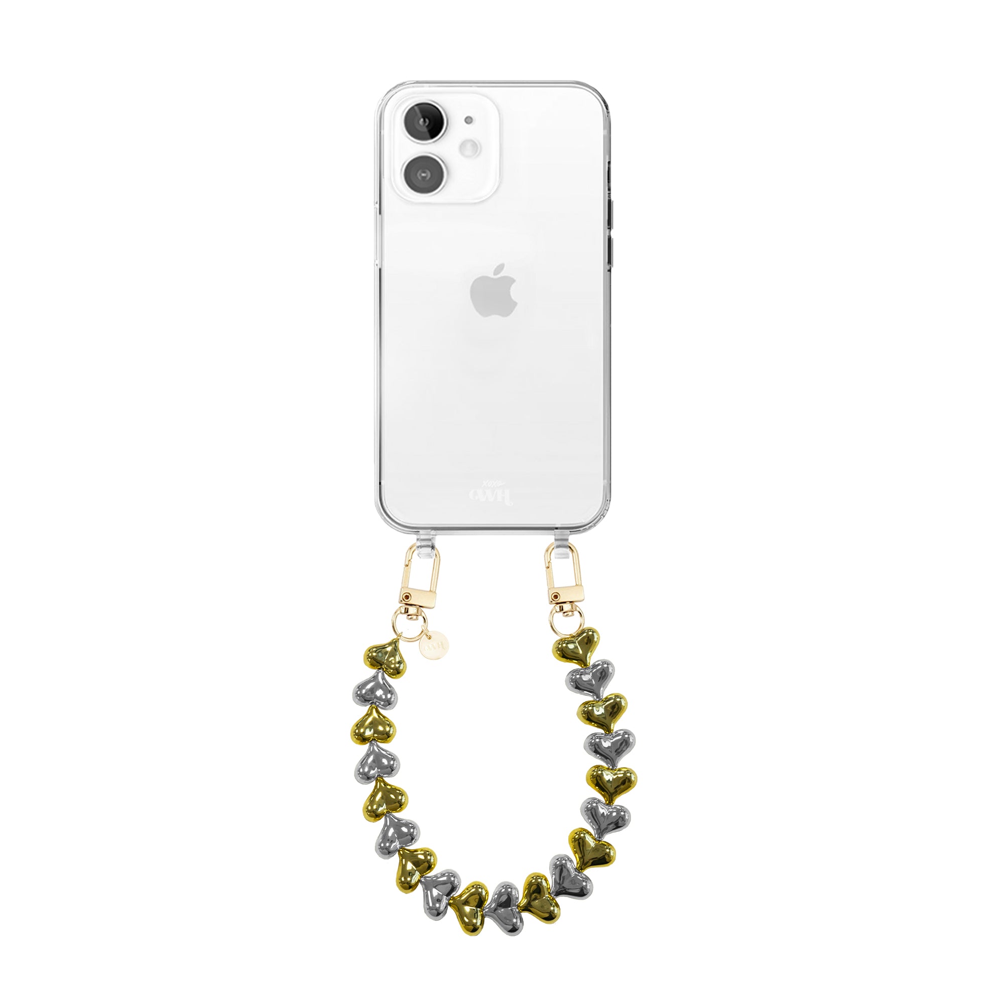 xoxo Wildhearts iPhone 11 - Funky Hearts (Gold & Silver) Transparant Cord Case