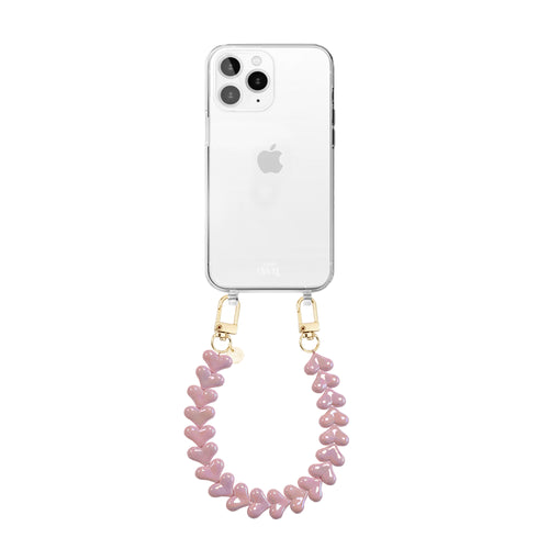 xoxo Wildhearts iPhone 11 Pro - Funky Hearts (Pink Metal) Transparant Cord Case