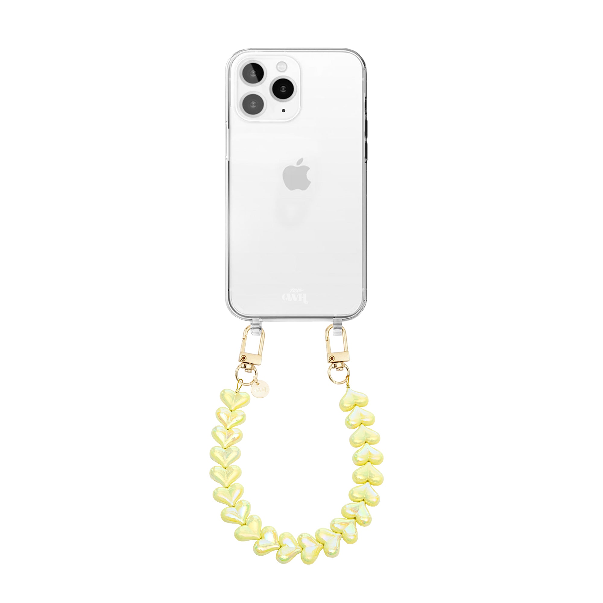 xoxo Wildhearts iPhone 11 Pro - Funky Hearts (Yellow Metallic) Transparant Cord Case