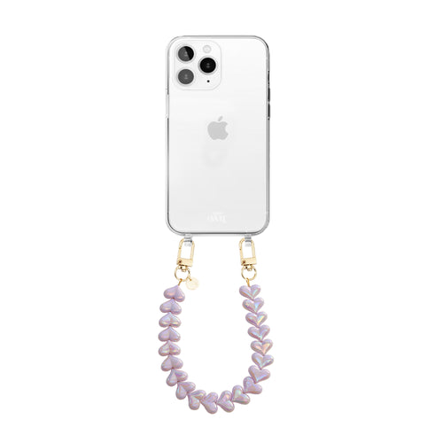 xoxo Wildhearts iPhone 11 Pro - Funky Hearts (Purple Metallic) Transparant Cord Case