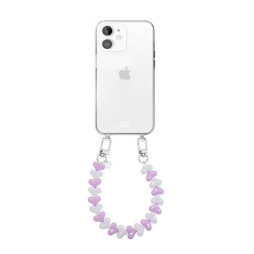 xoxo Wildhearts iPhone 12 - Funky Hearts (Pink & White) Transparant Cord Case