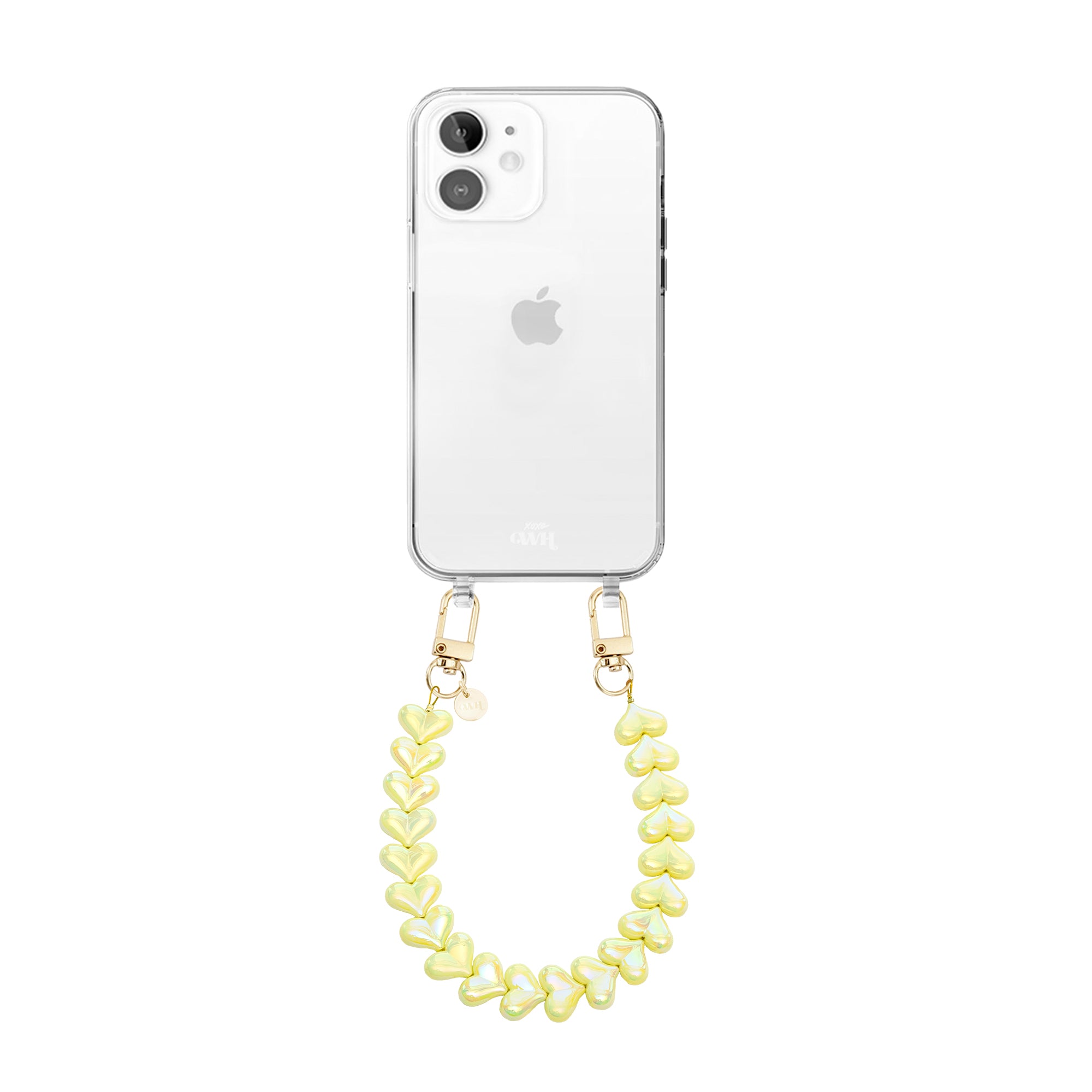 xoxo Wildhearts iPhone 11 - Funky Hearts (Yellow Metallic) Transparant Cord Case