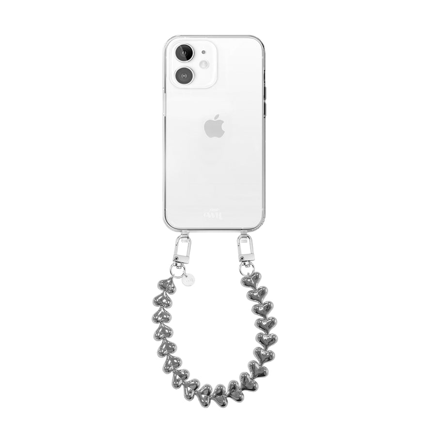 xoxo Wildhearts iPhone 11 - Funky Hearts (Silver) Transparant Cord Case