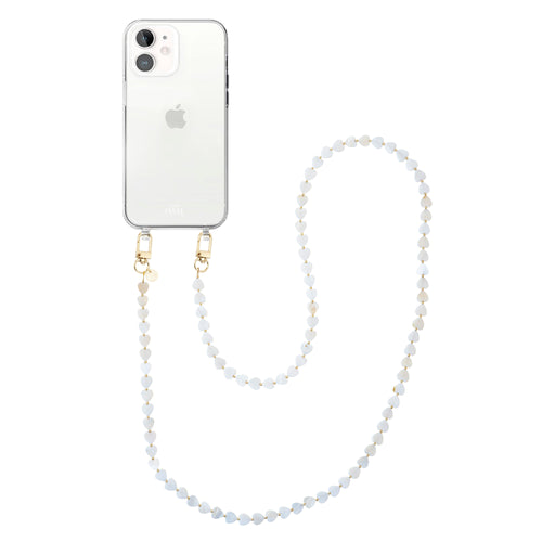 xoxo Wildhearts iPhone 11 - Shell Hearts (Beige) Transparant Cord Case - Long cord