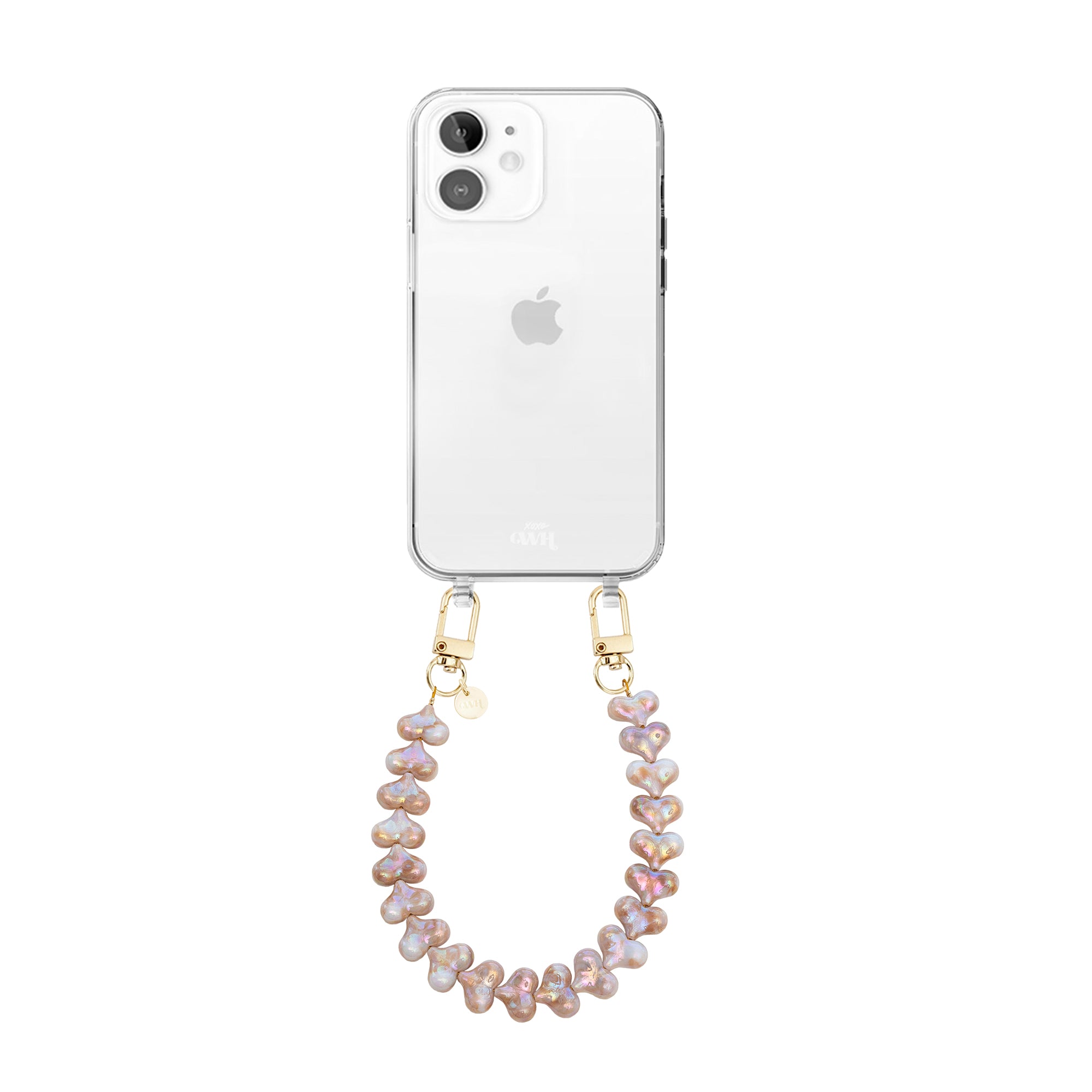 xoxo Wildhearts iPhone 11 - Funky Hearts (Champagne Pearl) Transparant Cord Case