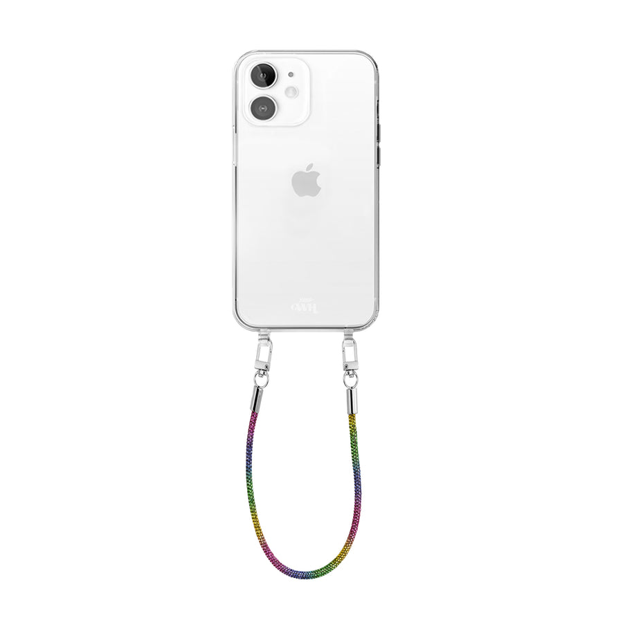 xoxo Wildhearts - iPhone 12 - Rainbow Diamonds Transparant Cord Case