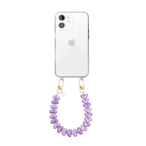 xoxo Wildhearts iPhone 11 - Funky Hearts (Pink & Purple Metallic) Transparant Cord Case