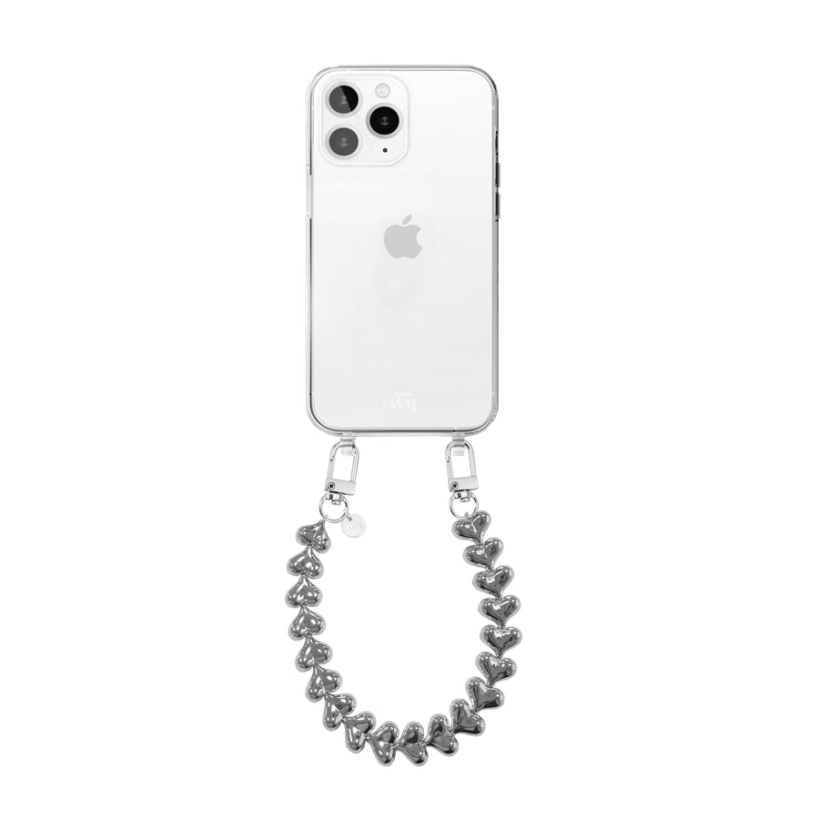 xoxo Wildhearts iPhone 11 Pro - Funky Hearts (Silver) Transparant Cord Case