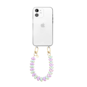 xoxo Wildhearts iPhone 11 - Funky Hearts (Purple & Green Metallic) Transparant Cord Case