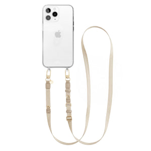iPhone 12 Pro Max - Lanyard strap - Beige - Transparant Cord Case