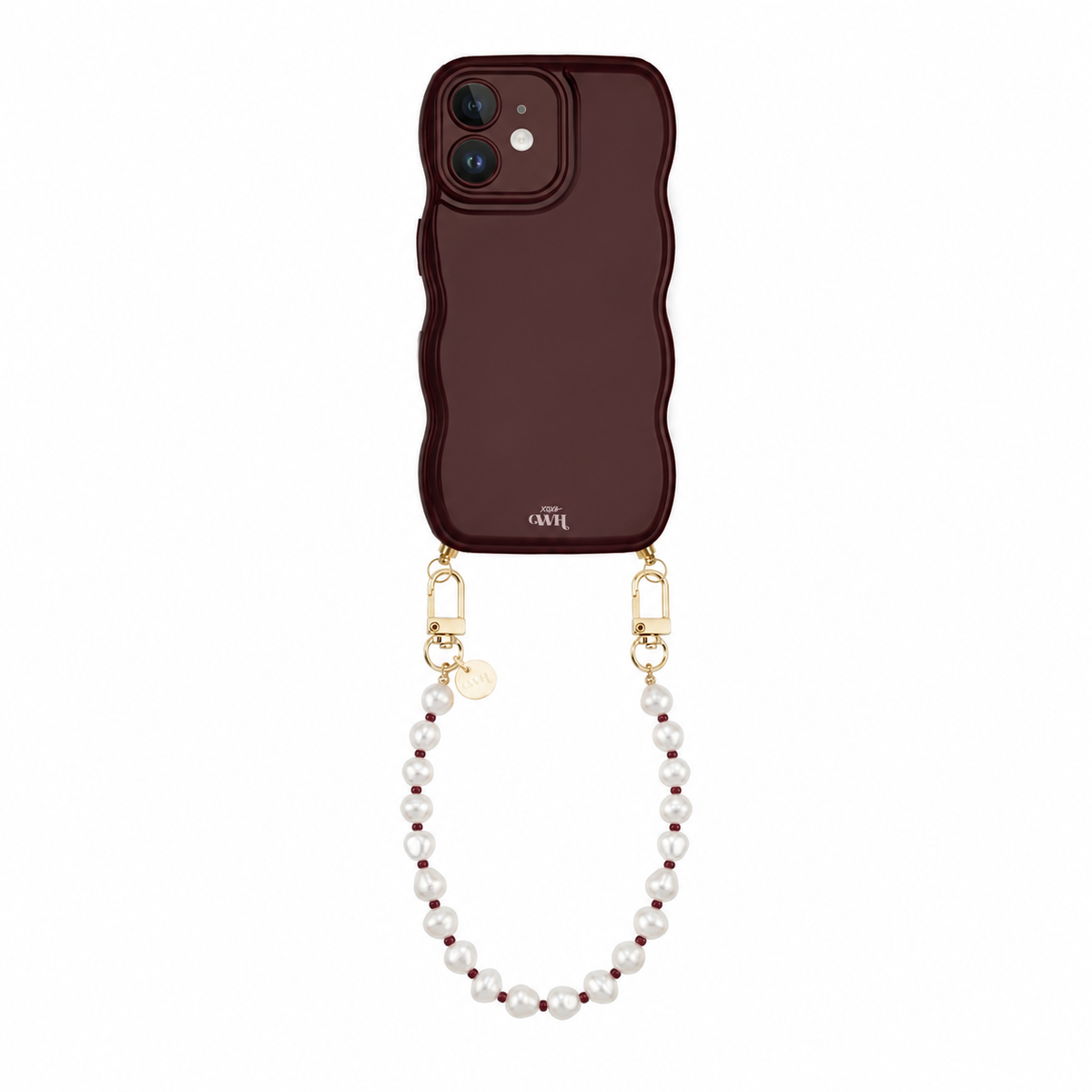 Glossy Wavy Cord Case Burgundy - Pearl Cord (short) - iPhone 11