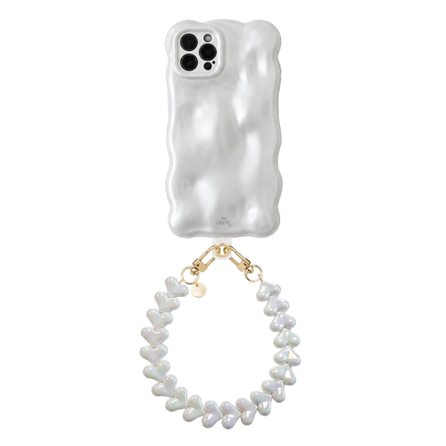 Bubbly case White - Funky Hearts Cord (White metallic) - iPhone 12 Pro