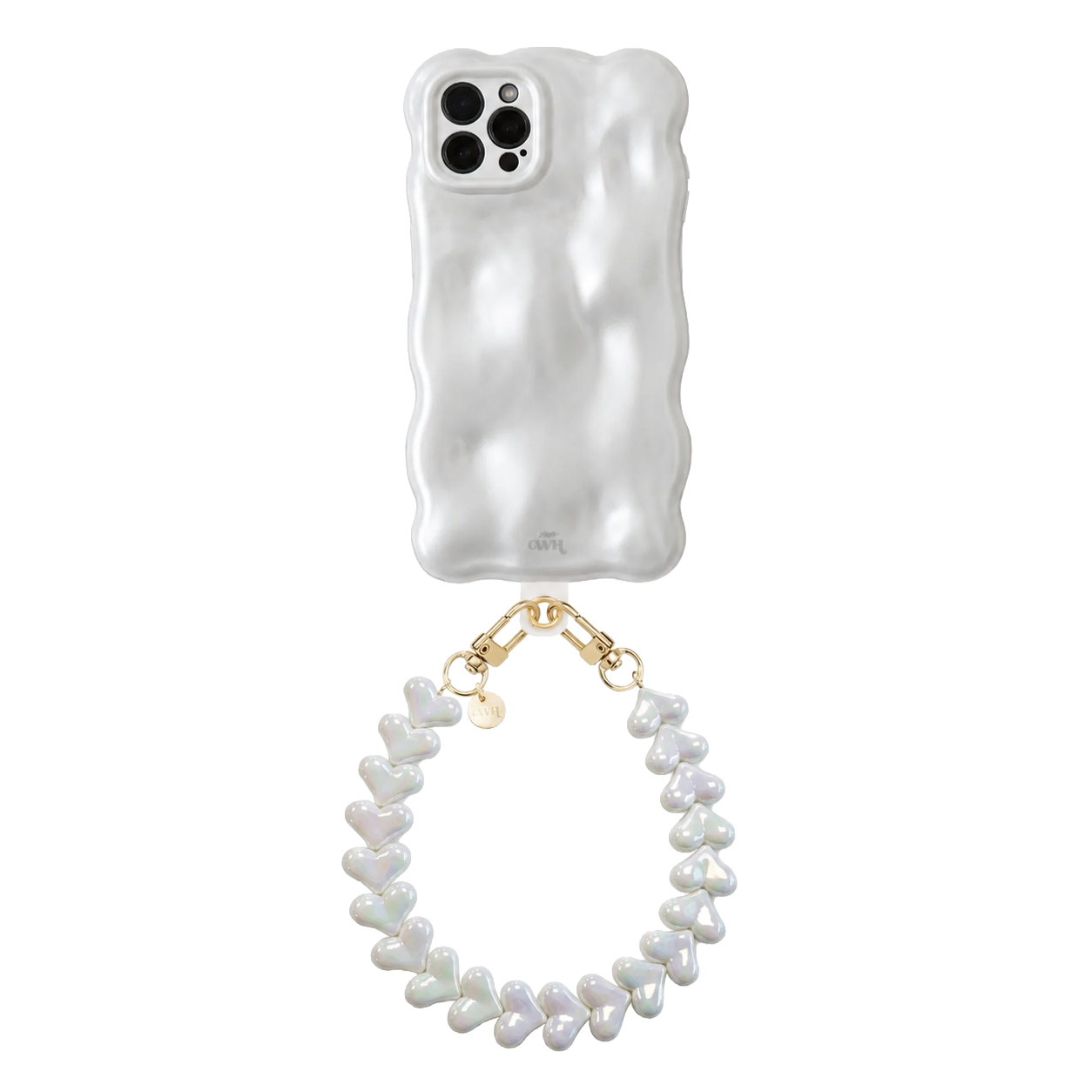 Bubbly case White - Funky Hearts Cord (White metallic) - iPhone 12 Pro