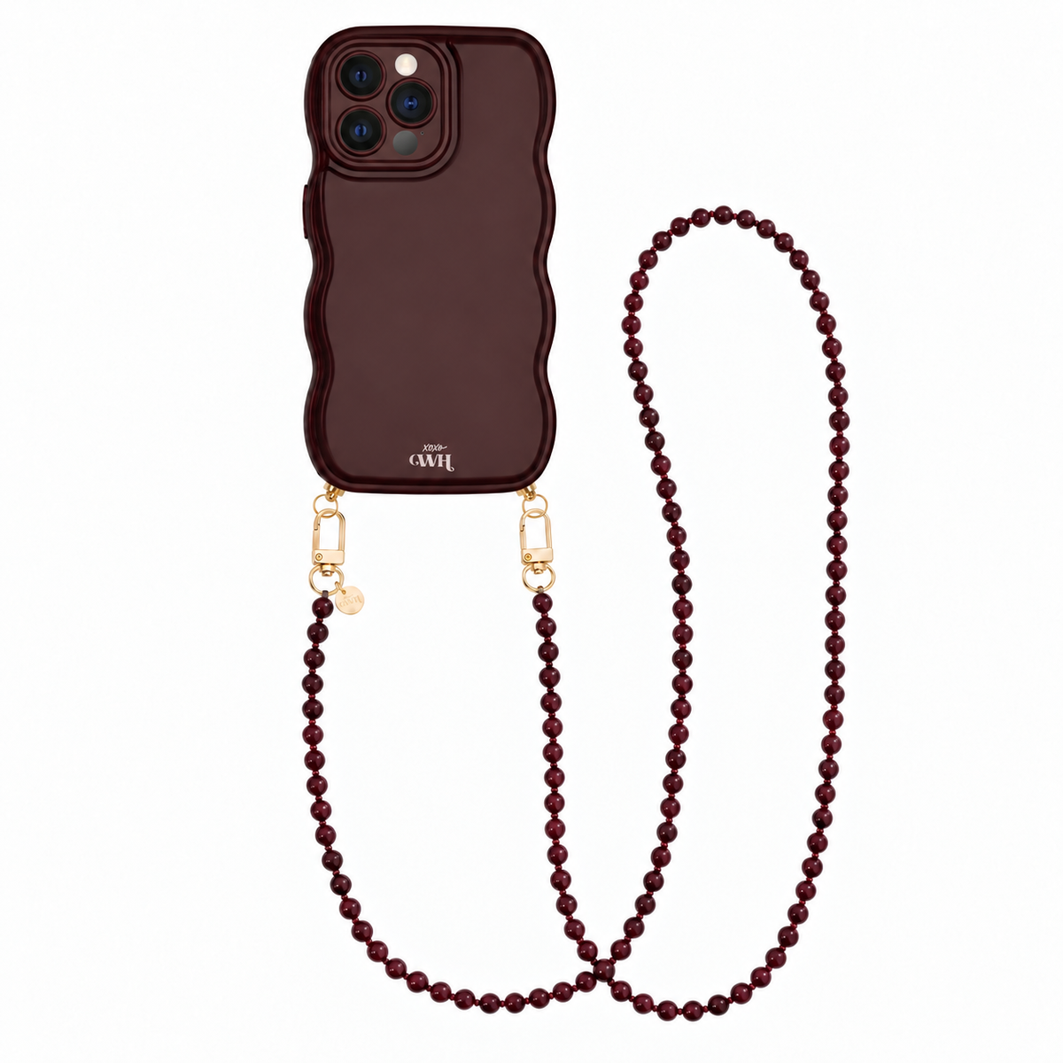 Glossy Wavy Cord Case Burgundy - Muse Cord (long) - iPhone 12 Pro