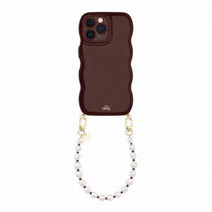 Glossy Wavy Cord Case Burgundy - Pearl Cord (short) - iPhone 12 Pro