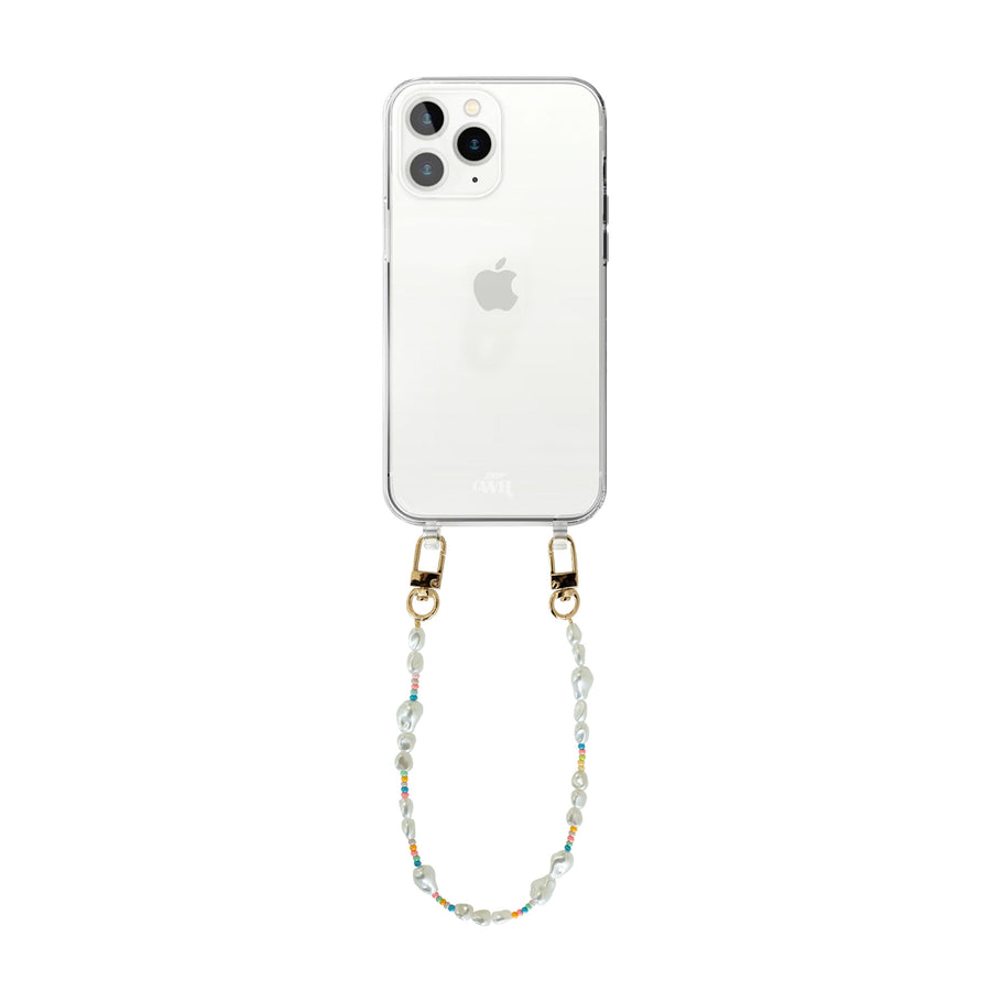 xoxo Wildhearts - iPhone 12 Pro - Beachy Vibes Transparant Cord Case - Short Cord