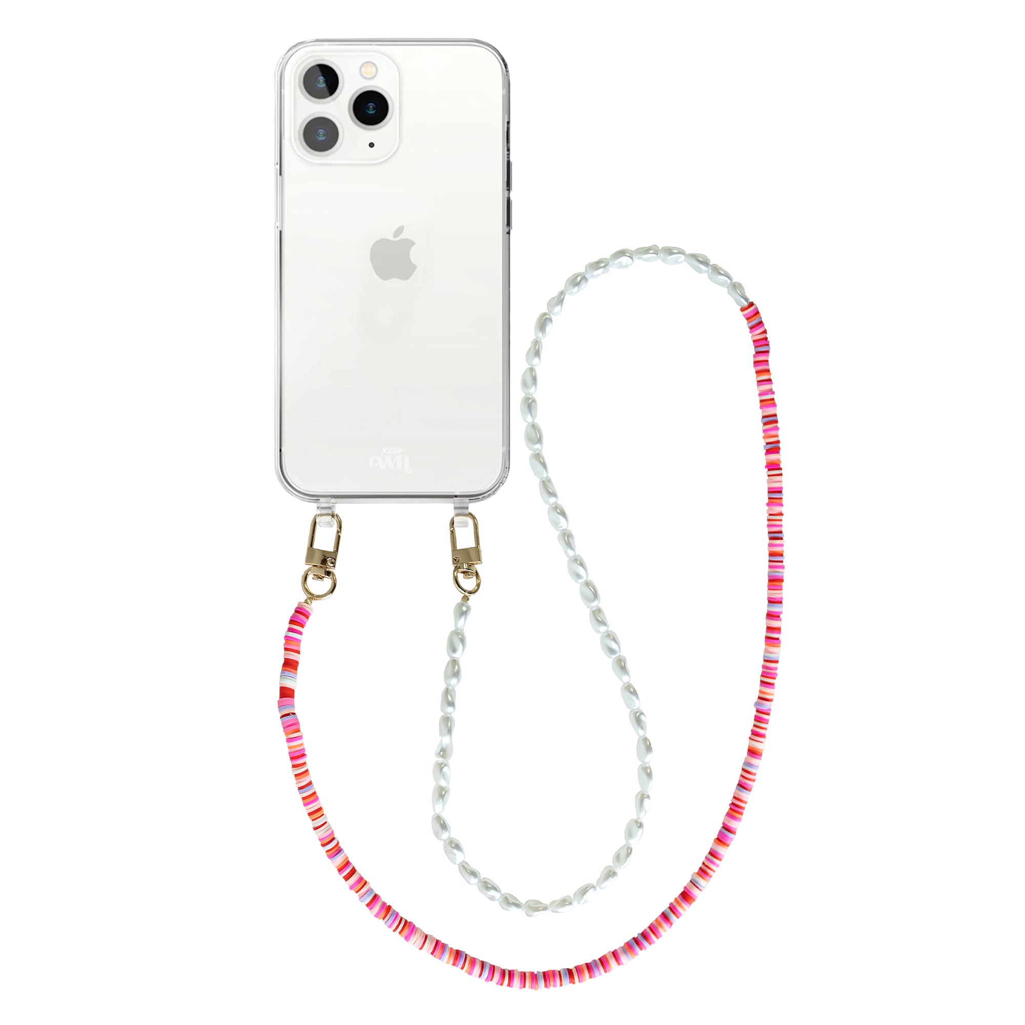 xoxo Wildhearts - iPhone 12 Pro - Island Girl Transparant Cord Case - Long Cord