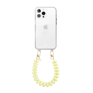 xoxo Wildhearts iPhone 14 Pro - Funky Hearts (Yellow Metallic) Transparant Cord Case