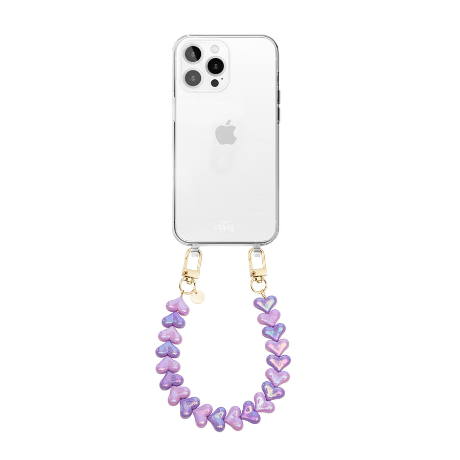 xoxo Wildhearts Funky Hearts (Pink & Purple Metallic) Transparant Cord Case