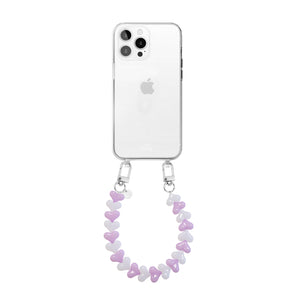 xoxo Wildhearts iPhone 13 Pro - Funky Hearts (Pink & White) Transparant Cord Case