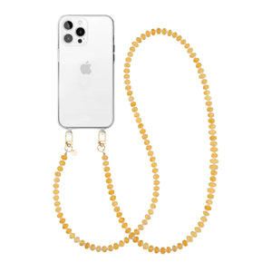 Dusty Yellow (long) Transparant Cord Case - iPhone 13 Pro