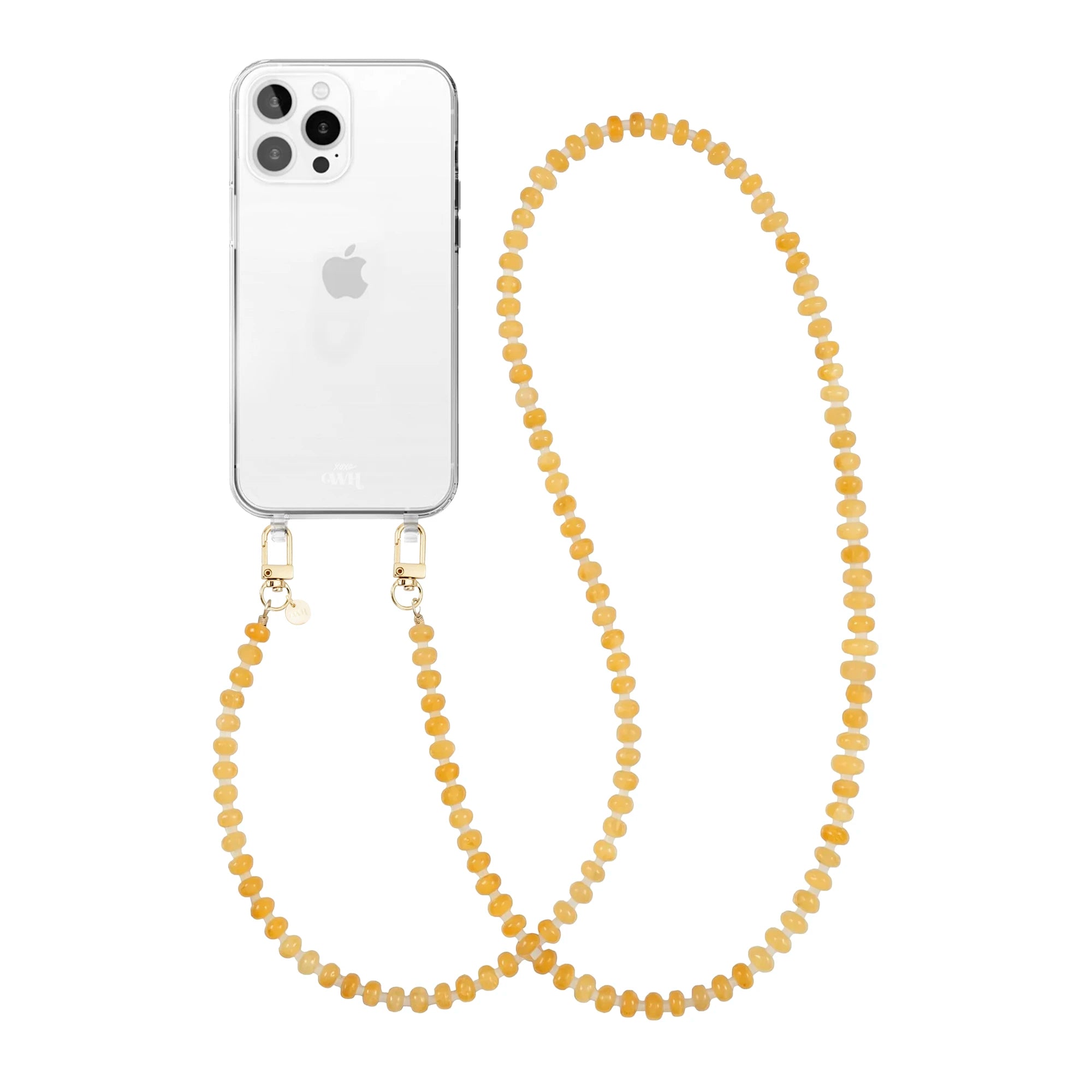 Dusty Yellow (long) Transparant Cord Case - iPhone 13 Pro