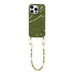 Green Glaze Cord Case - Shell Hearts Olives (short) - iPhone 14 Pro